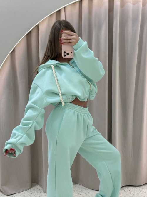 MM858 Komplet Dresowy Airport Mia Maison z Opaską 3w1 Miętowy