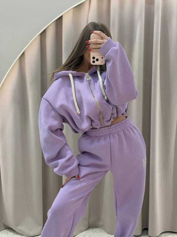 MM858 Komplet Dresowy Airport Mia Maison z Opaską 3w1 Fioletowy