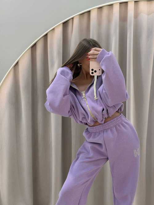 MM858 Komplet Dresowy Airport Mia Maison z Opaską 3w1 Fioletowy