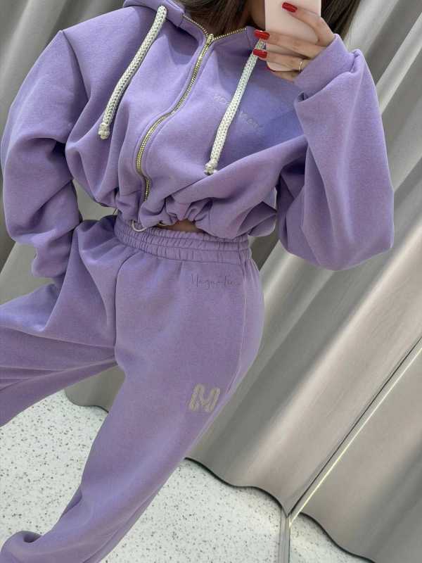 MM858 Komplet Dresowy Airport Mia Maison z Opaską 3w1 Fioletowy