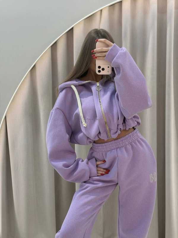 MM858 Komplet Dresowy Airport Mia Maison z Opaską 3w1 Fioletowy