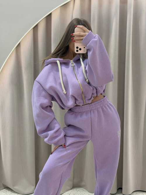 MM858 Komplet Dresowy Airport Mia Maison z Opaską 3w1 Fioletowy