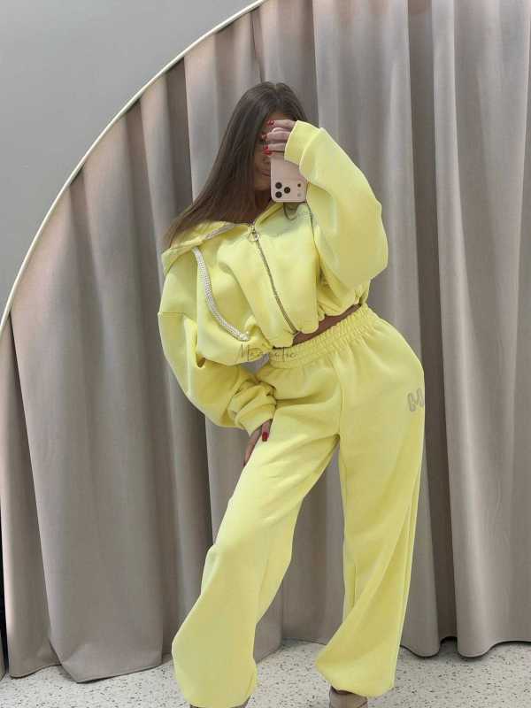 MM858 Komplet Dresowy Airport Mia Maison z Opaską 3w1 Cytryna