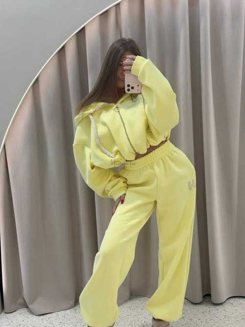 MM858 Komplet Dresowy Airport Mia Maison z Opaską 3w1 Cytryna