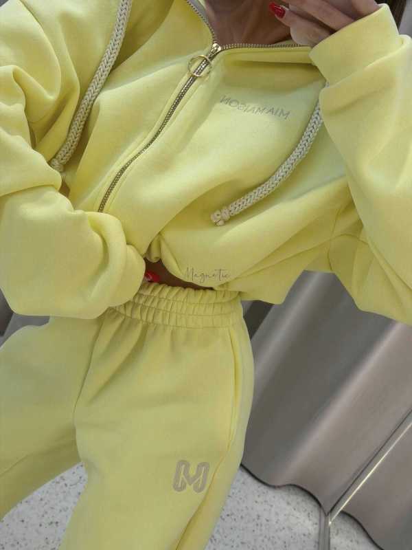 MM858 Komplet Dresowy Airport Mia Maison z Opaską 3w1 Cytryna