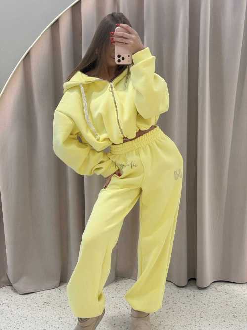 MM858 Komplet Dresowy Airport Mia Maison z Opaską 3w1 Cytryna