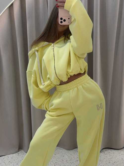 MM858 Komplet Dresowy Airport Mia Maison z Opaską 3w1 Cytryna