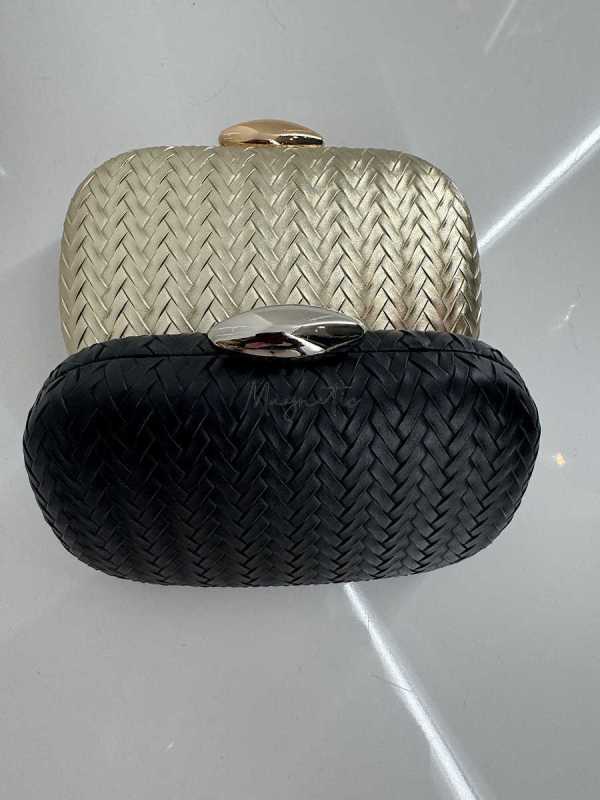 T107 Torebka Wizytowa Puzderko Czarna Jodełka