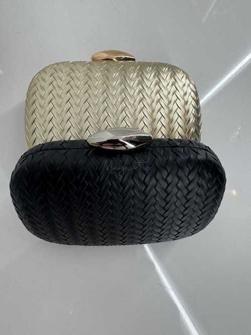 T107 Torebka Wizytowa Puzderko Czarna Jodełka