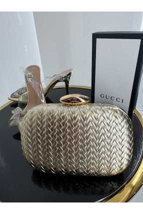 T107 Torebka Wizytowa Puzderko Jodełka Złota