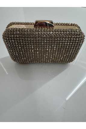 T105 Torebka Wizytowa  Cyrkonie Złota