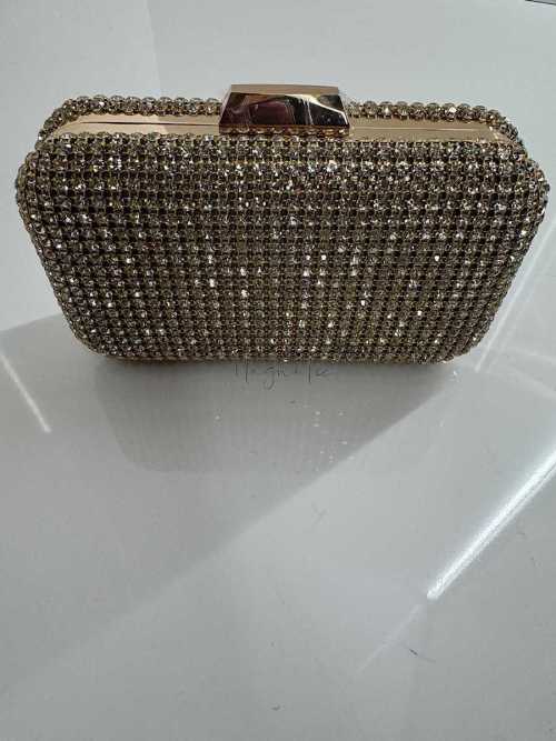 T105 Torebka Wizytowa  Cyrkonie Złota