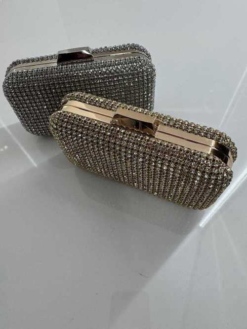 T105 Torebka Wizytowa  Cyrkonie Złota