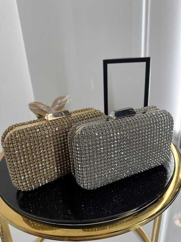 T105 Torebka Wizytowa  Cyrkonie Srebrna