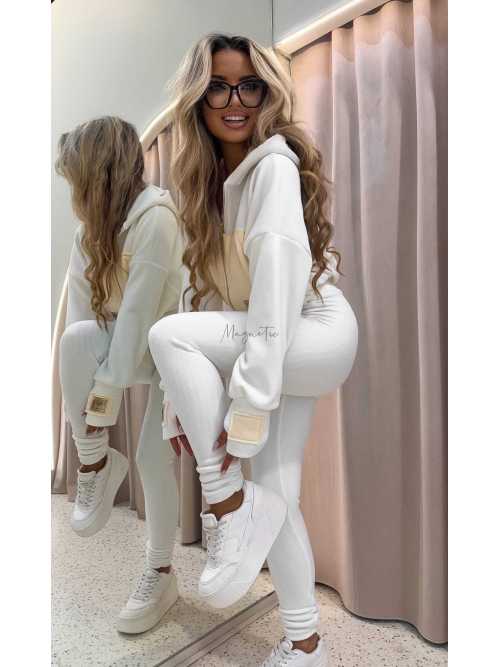 LM134 Komplet Dresowy Damski La Monne Teddy Ecru