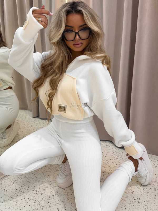 LM134 Komplet Dresowy Damski La Monne Teddy Ecru