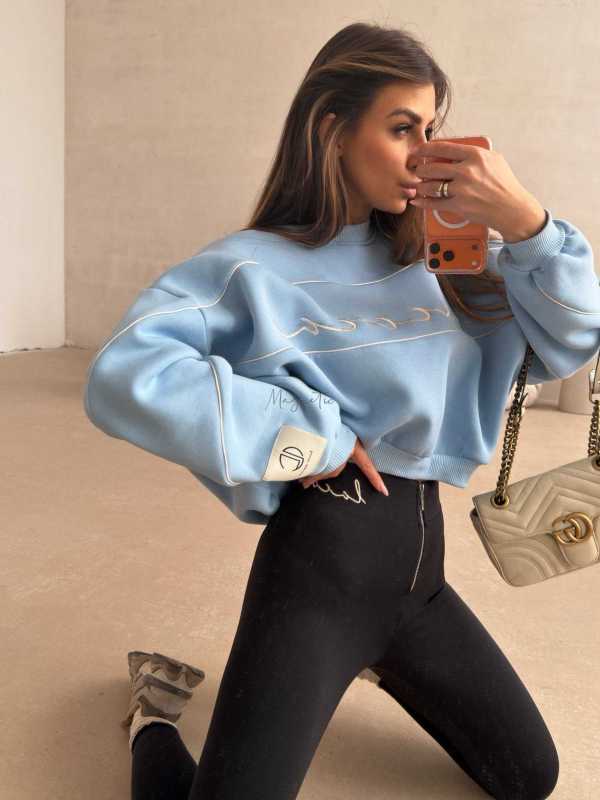 LC139 Bluza Oversize LaCoca Aura Błękitna