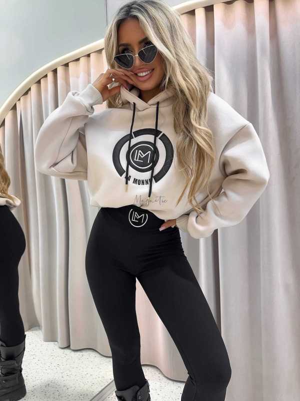 LM760 Dresowa Bluza La Monne Bella Beżowa