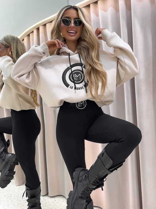 LM143 Dresowa Bluza La Monne Bella Beżowa