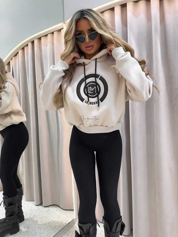 LM143 Dresowa Bluza La Monne Bella Beżowa