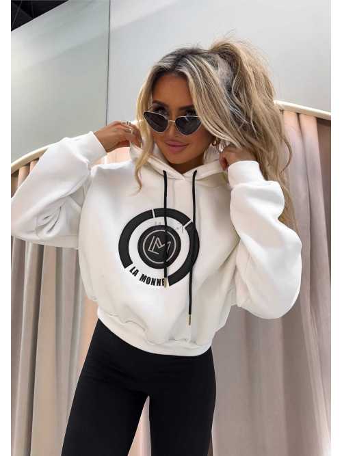 LM760 Dresowa Bluza La Monne Bella Biała