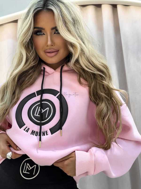 LM143 Dresowa Bluza La Monne Bella Pudrowy Róż