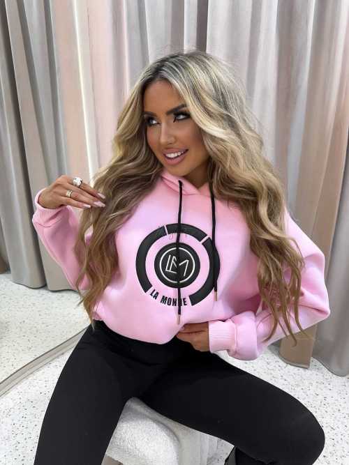 LM760 Dresowa Bluza La Monne Bella Pudrowy Róż