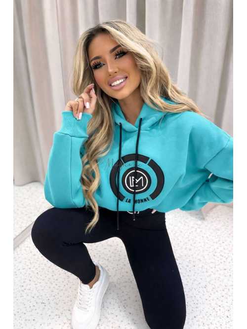 LM760 Dresowa Bluza La Monne Bella Turkusowa