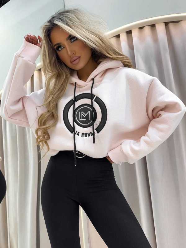 LM760 Dresowa Bluza La Monne Bella Jasny Róż