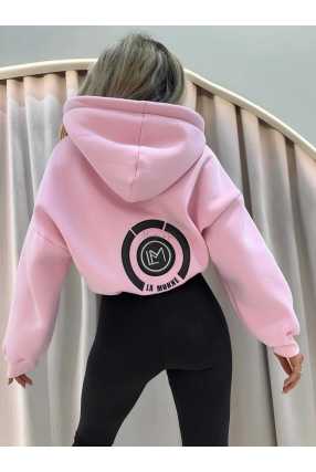 LM142 Dresowa Bluza La Monne Bella na Zamek Jasny Róż