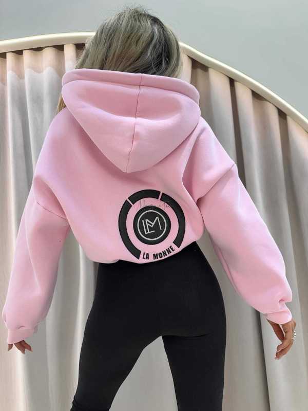 LM142 Dresowa Bluza La Monne Bella na Zamek Jasny Róż