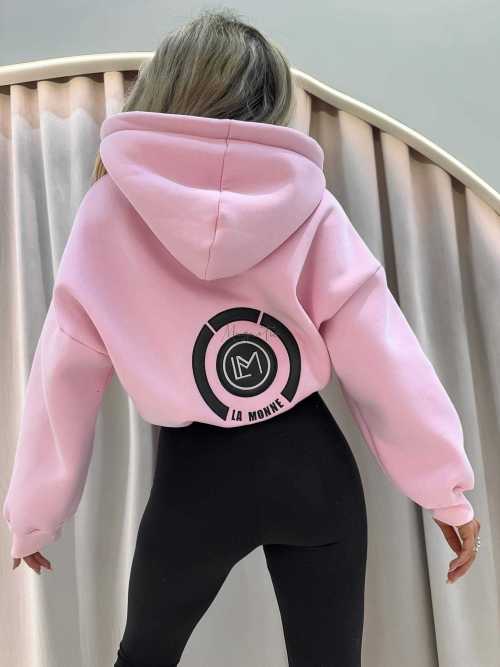 LM142 Dresowa Bluza La Monne Bella na Zamek Jasny Róż