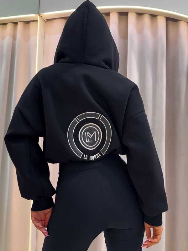 LM142 Dresowa Bluza La Monne Bella na Zamek Czarna