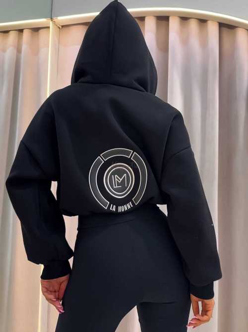 LM142 Dresowa Bluza La Monne Bella na Zamek Czarna