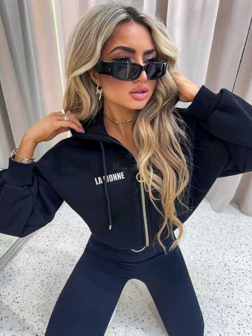 LM142 Dresowa Bluza La Monne Bella na Zamek Czarna