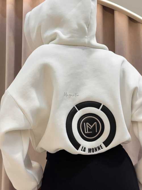 LM142 Dresowa Bluza La Monne Bella na Zamek Biała