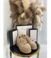 B157 Buty Sneakersy Damskie Zamszowe  Beżowe