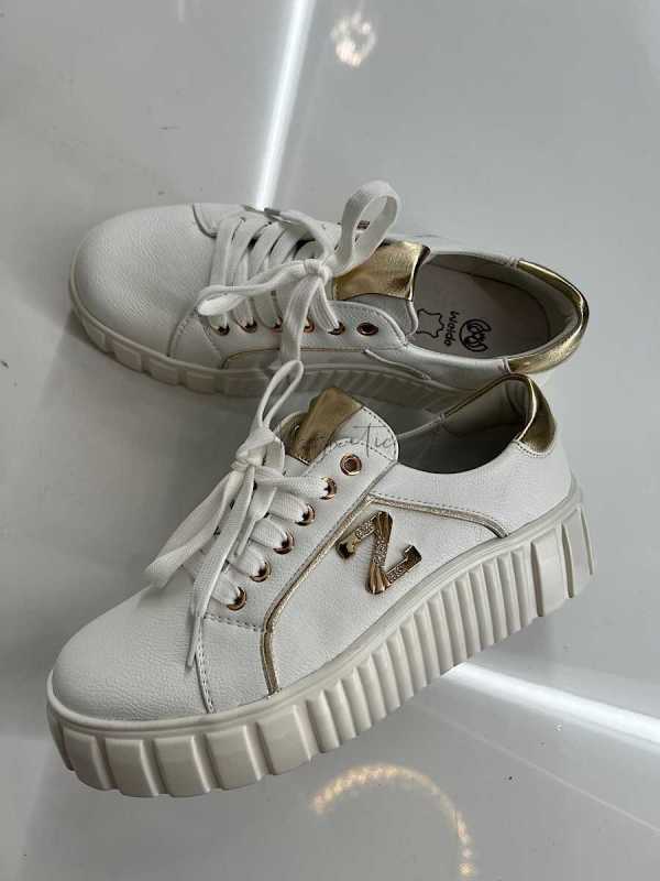 B160 Buty Sneakersy Damskie na platformie z ozdobnym logo