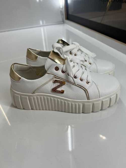 B160 Buty Sneakersy Damskie na platformie z ozdobnym logo