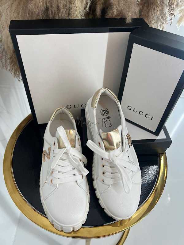 B160 Buty Sneakersy Damskie na platformie z ozdobnym logo