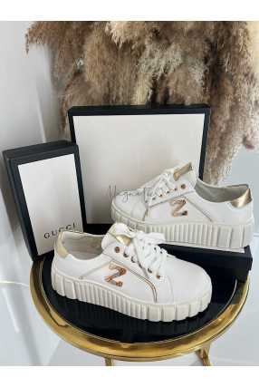 B160 Buty Sneakersy Damskie na platformie z ozdobnym logo