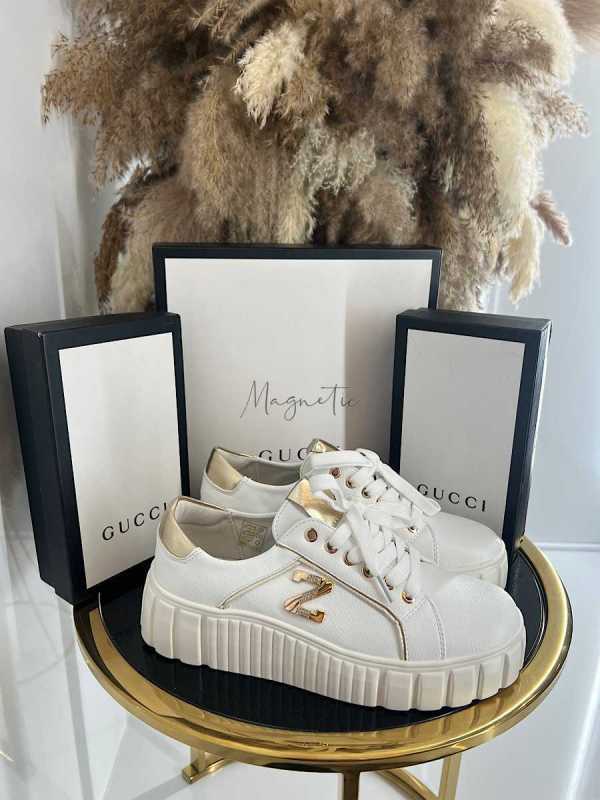 B160 Buty Sneakersy Damskie na platformie z ozdobnym logo