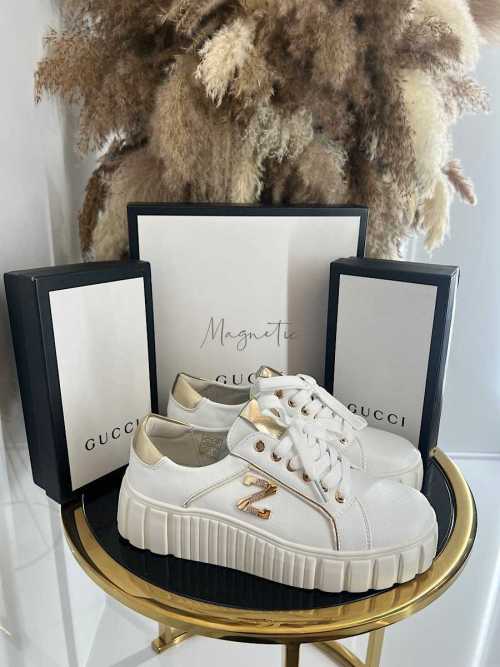 B160 Buty Sneakersy Damskie na platformie z ozdobnym logo