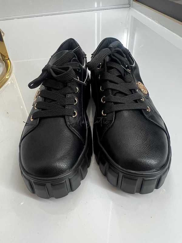 B159 Buty Sneakersy Damskie Czarne na grubej podeszwie