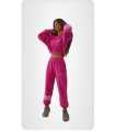 LC141 Komplet Dresowy Welurowy LaCoca Velve Fuksja
