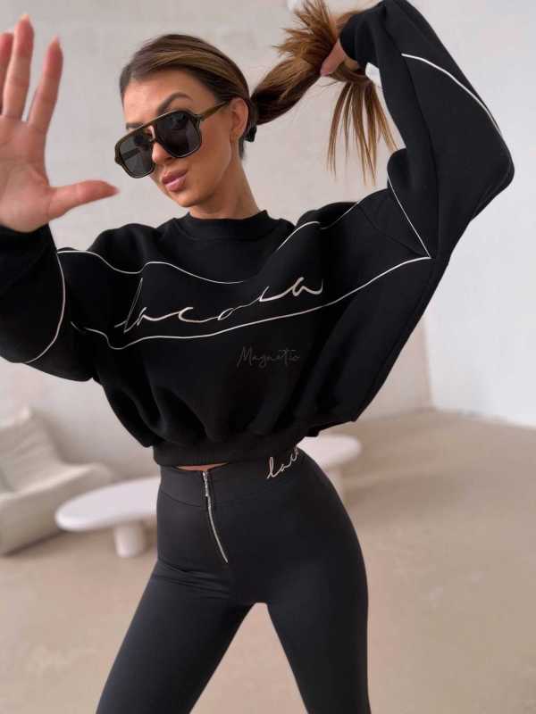 LC140 Legginsy Damskie Modelujące LaCoca Czarne na zamek