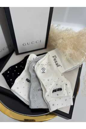 S162 Skarpetki Bawełniane z Cyrkoniami Min Min 5 par 39-42