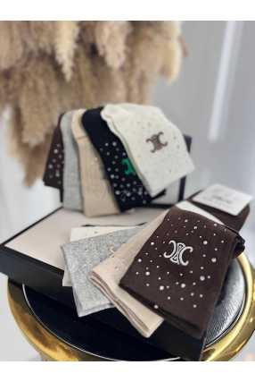 S163 Skarpetki Bawełniane z Cyrkoniami Celine 5 par 35-38