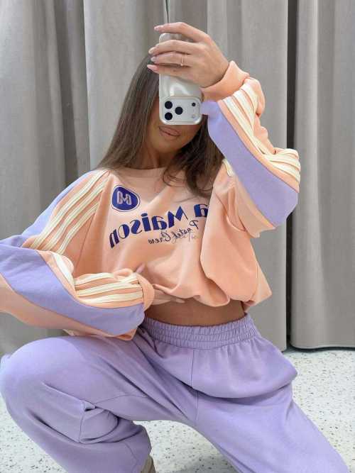 MM130 Komplet Dresowy Mia Maison Pastel brzoskwinio-fioletowy