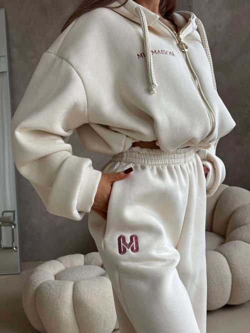 MM858 Komplet Dresowy Airport Mia Maison z Opaską 3w1 Kokosowy